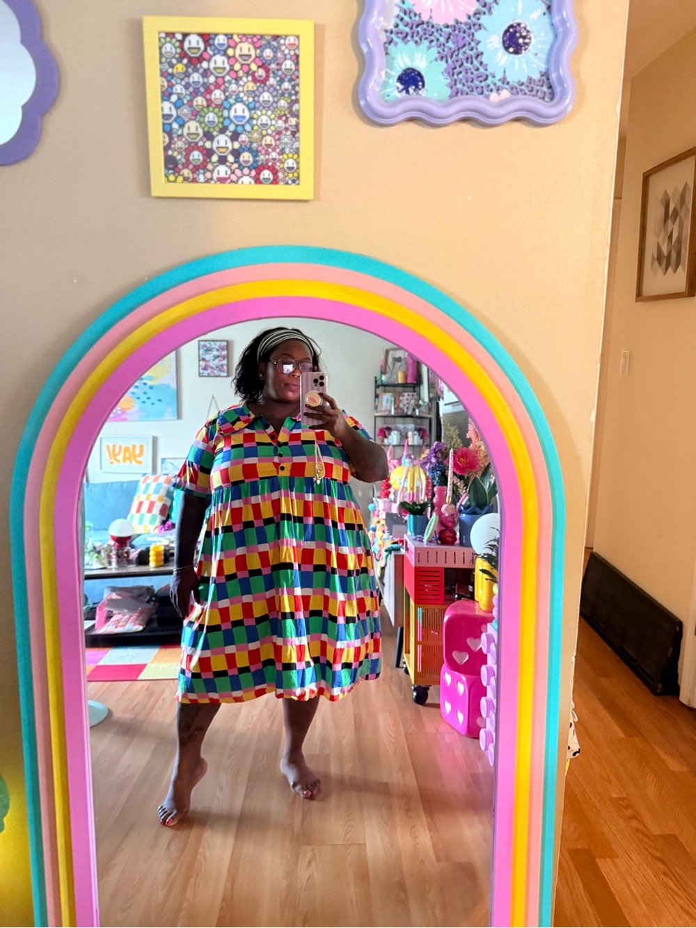 Nooworks Colorful Checkered Party Dress - Multicolor